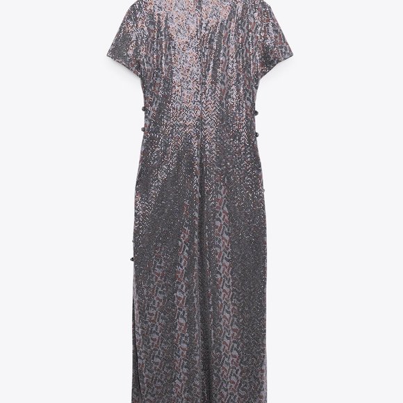 BNWT ZARA CUT OUT SEQUIN DRESS WITH SIDE SLIT GRAY - REF. 9230/031 - Picture 7 of 7